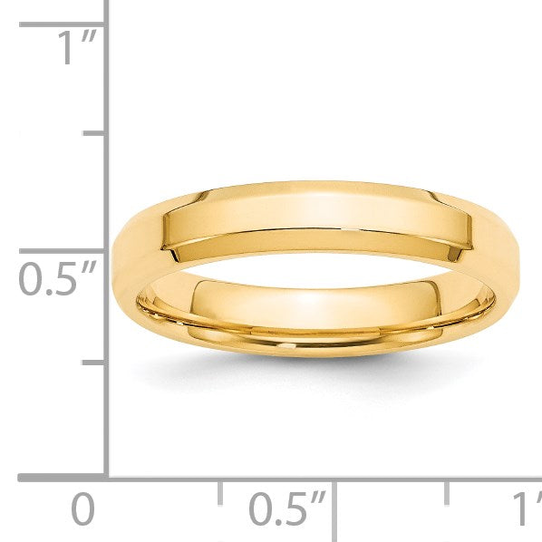 14k Yellow Gold 4mm Beveled Edge Comfort Fit Wedding Band Size 6