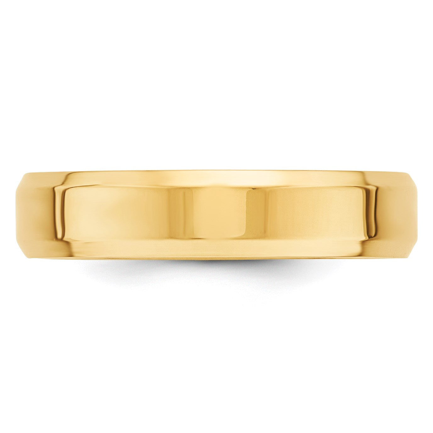 14k Yellow Gold 5mm Beveled Edge Comfort Fit Wedding Band Size 10