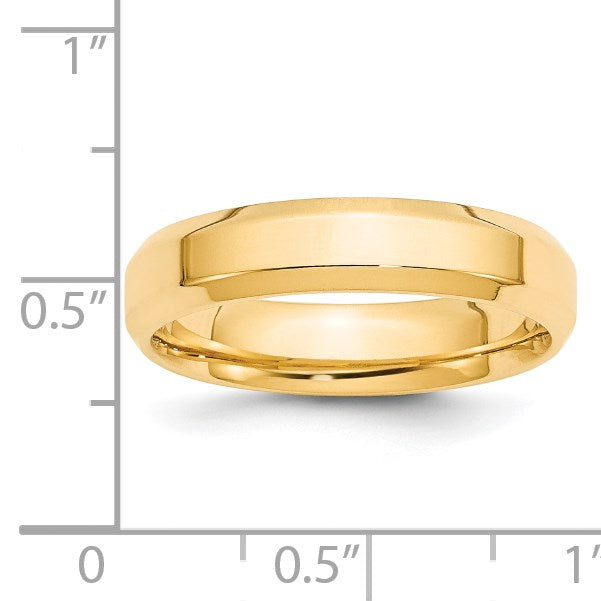 14k Yellow Gold 5mm Beveled Edge Comfort Fit Wedding Band Size 11.5