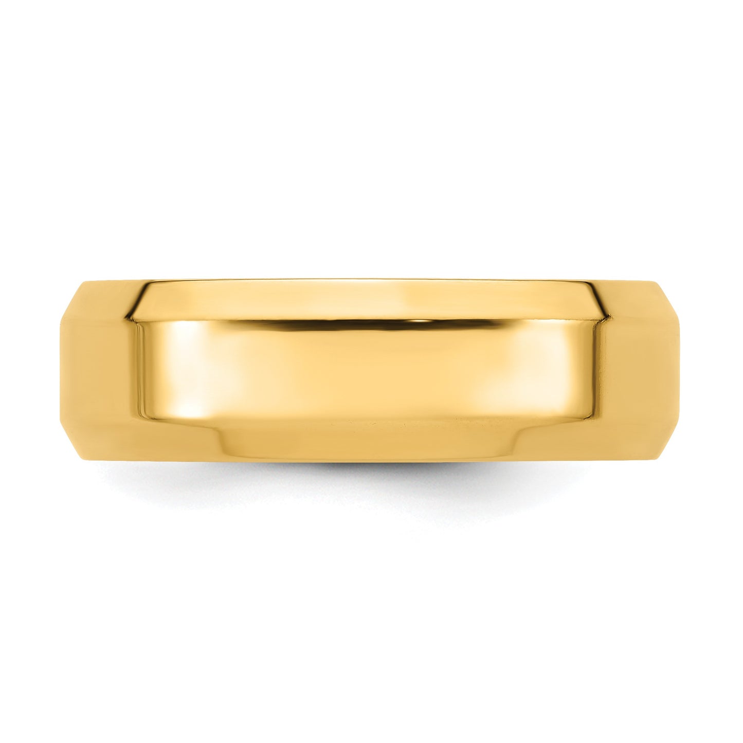 14k Yellow Gold 7mm Beveled Edge Comfort Fit Wedding Band Size 10.5