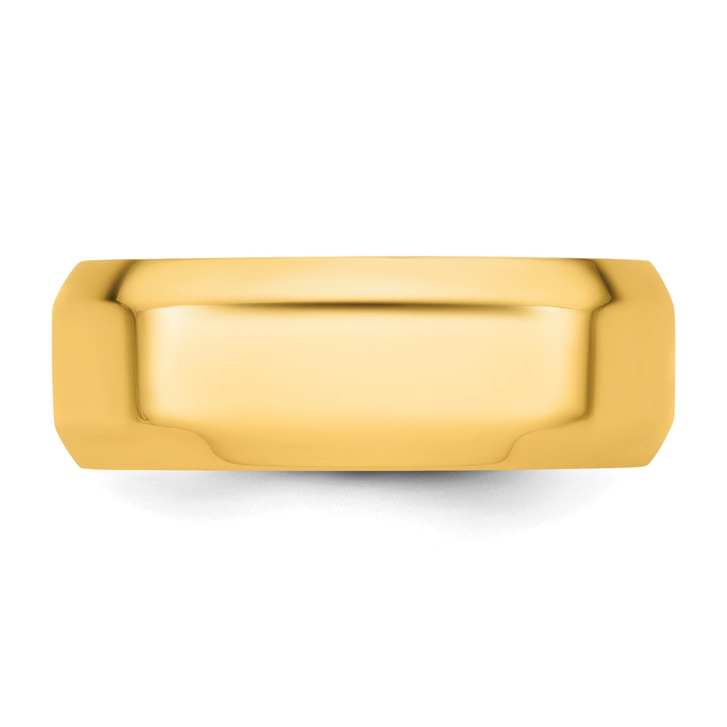 14k Yellow Gold 8mm Beveled Edge Comfort Fit Wedding Band Size 11.5