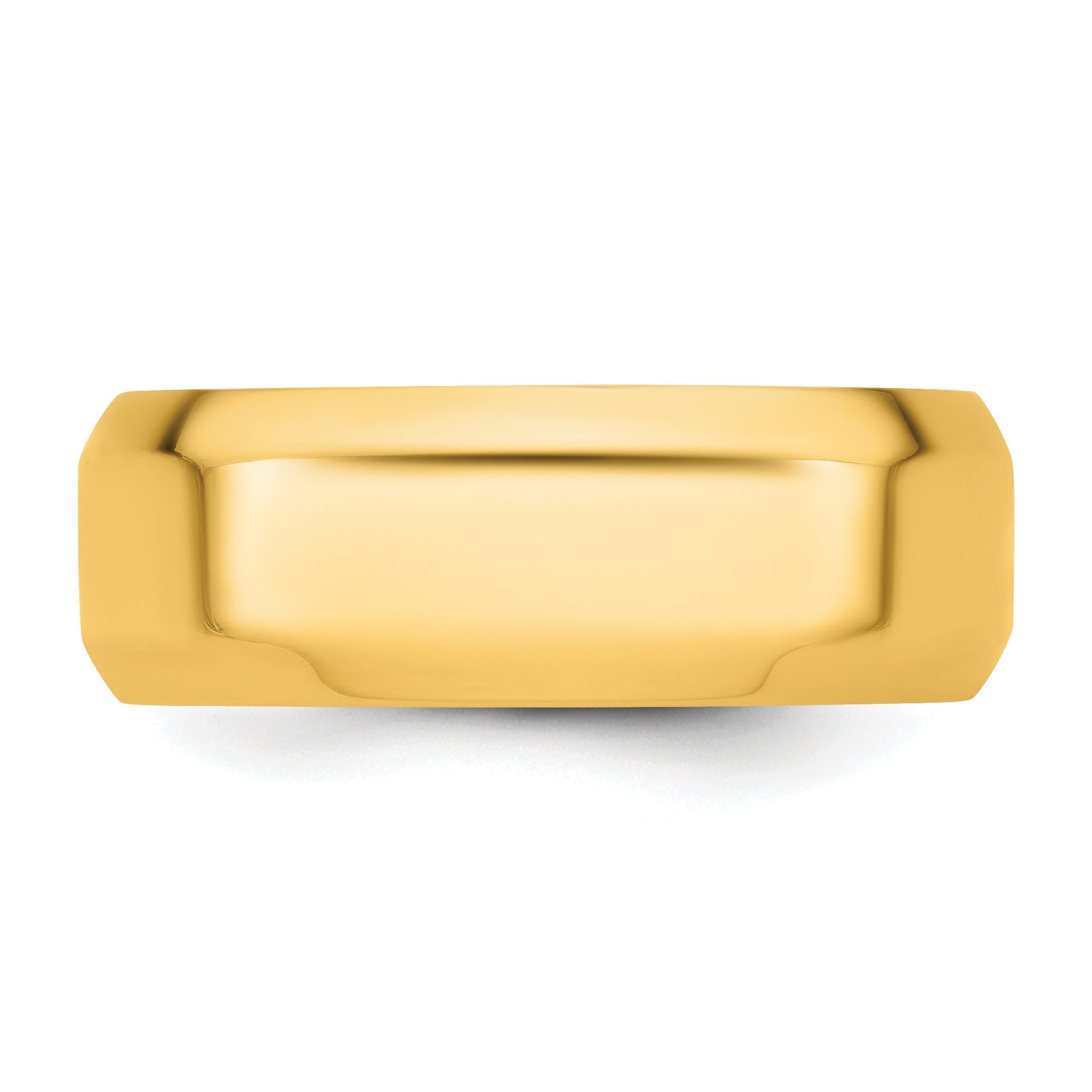 14k Yellow Gold 8mm Beveled Edge Comfort Fit Wedding Band Size 9.5