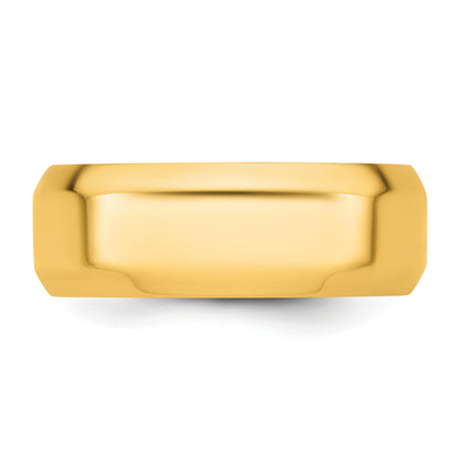 14k Yellow Gold 8mm Beveled Edge Comfort Fit Wedding Band Size 8.5