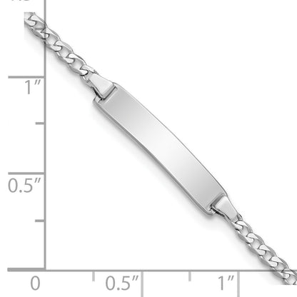 14k White Gold Polished Solid Chain/Solid Plate Flat Curb Link 20x4.2mm Plate 6 inch Baby/Child ID Bracelet