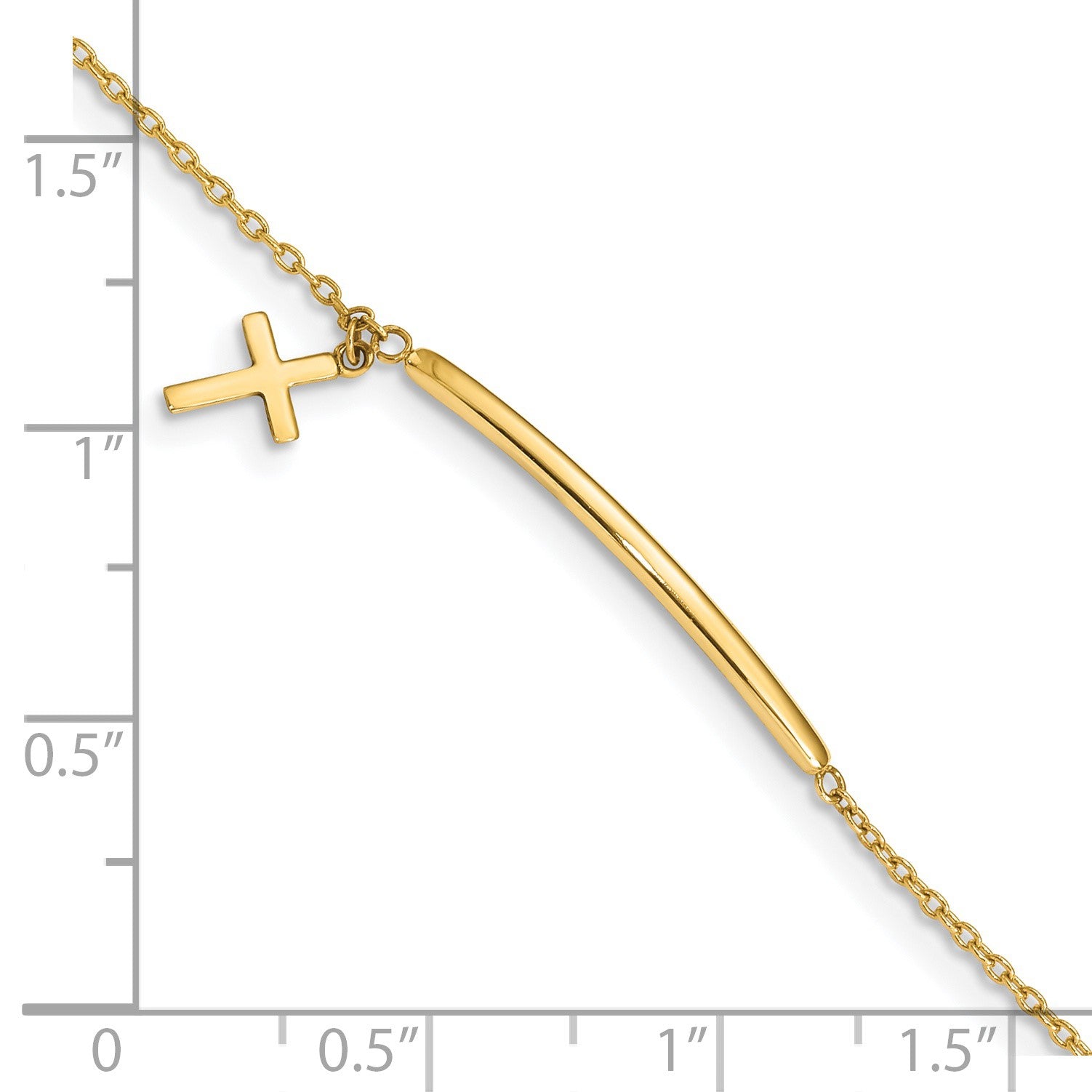 14K Polished Cross Dangle and Bar 5.5 inch Baby/Child Bracelet with 0.5 inch Extender