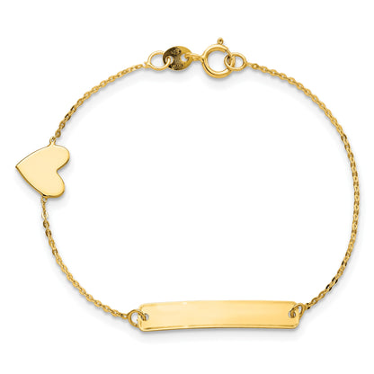 14k Polished 4.5x23mm Rectangle and Heart 5.5 inch Baby/Child ID Bracelet