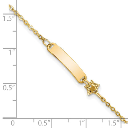 14K Polished 4x18mm Rectangle with Star 5.5 inch Childrens ID Bracelet