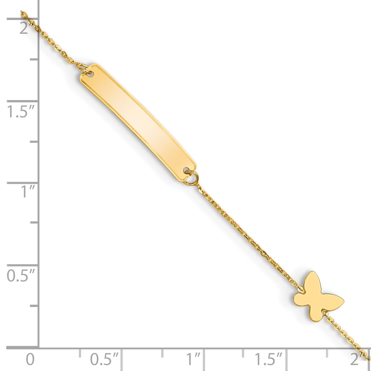 14k Polished 4x22mm Rectangle with Butterfly 5.5 inch Childs ID Bracelet