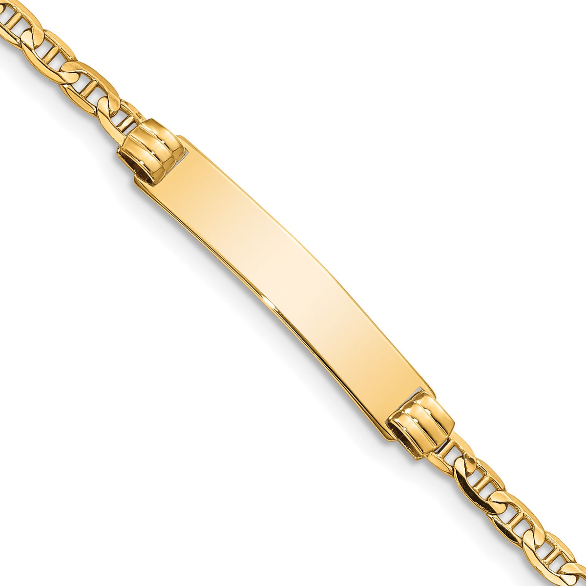 14k Polished Solid Chain/Solid Plate Anchor Link 26x5mm Plate 5.5 inch ID Bracelet