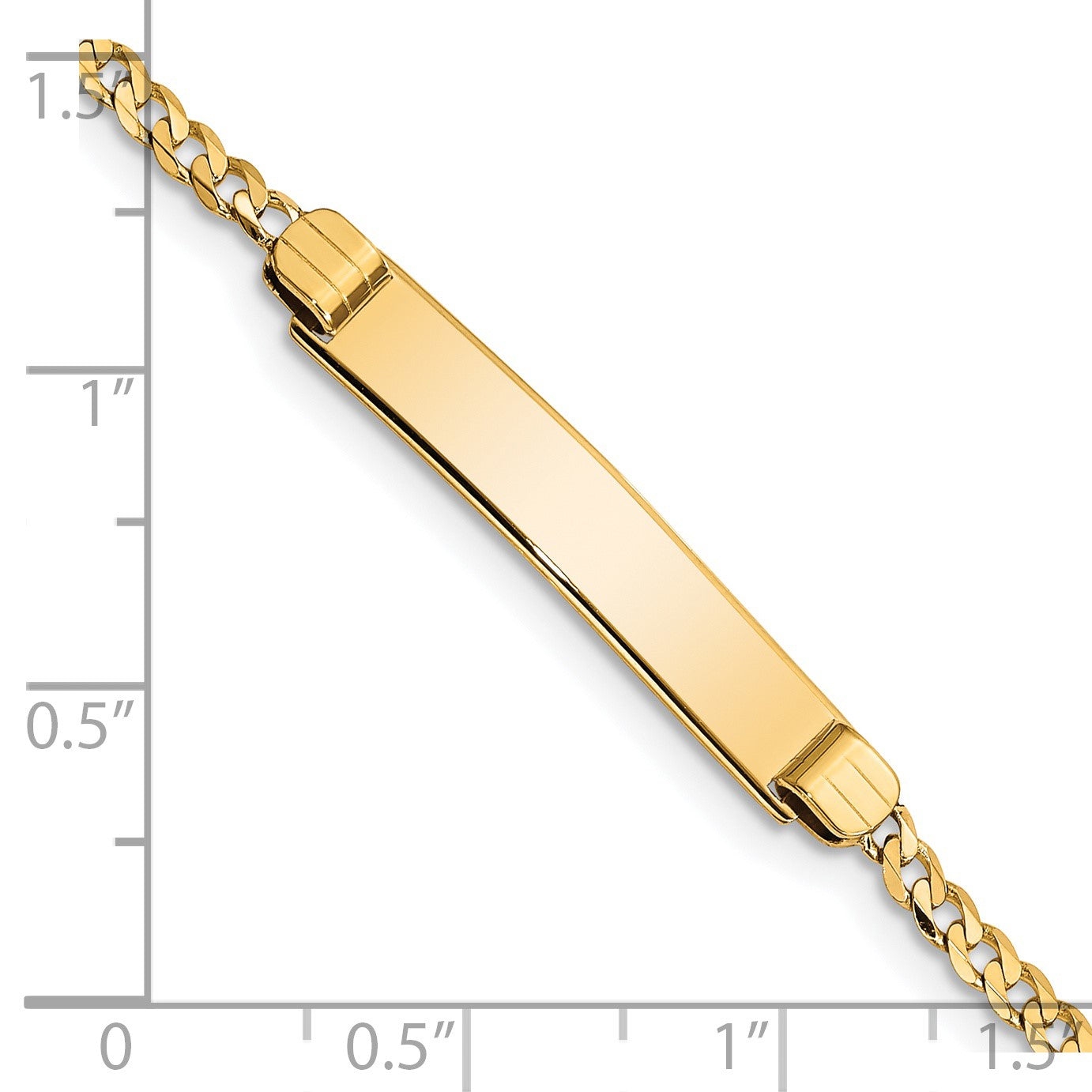 14k Polished Solid Chain/Solid Plate Curb Link 26x5mm Plate 6 inch Baby/Child ID Bracelet