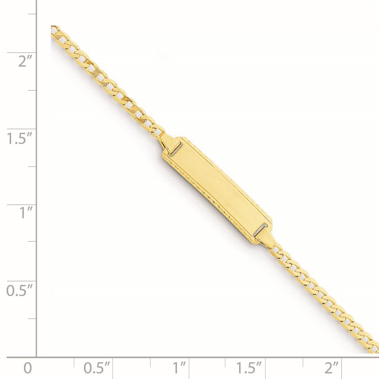 14k Polished Solid Chain/Solid Plate Curb Link 18.5x5mm Plate 6 inch Baby/Child ID Bracelet