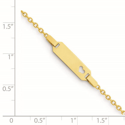 14K Polished Cut-out Heart 18x5mm Plate 6 inch Baby/Child ID Bracelet