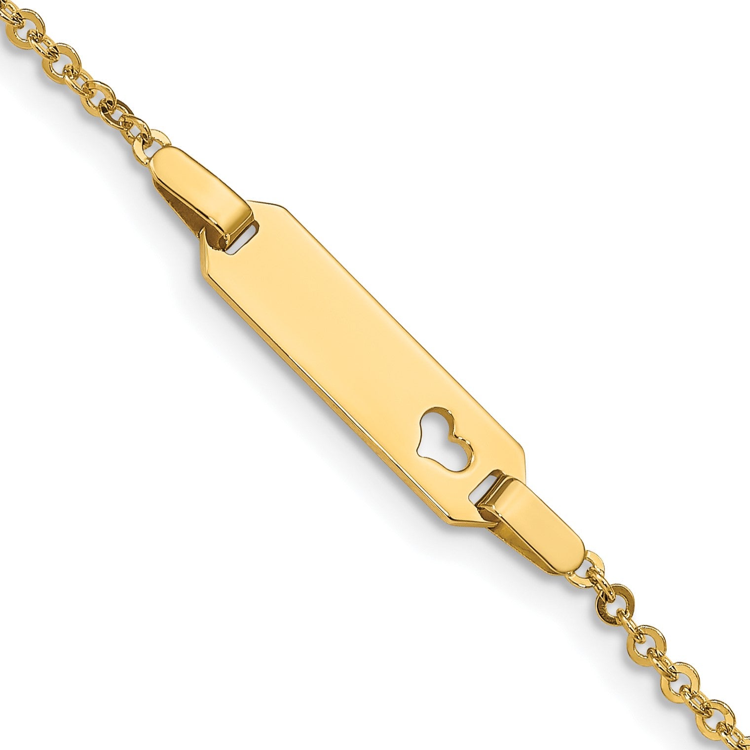 14K Polished Cut-out Heart 18x5mm Plate 6 inch Baby/Child ID Bracelet