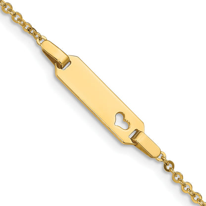14K Polished Cut-out Heart 18x5mm Plate 6 inch Baby/Child ID Bracelet