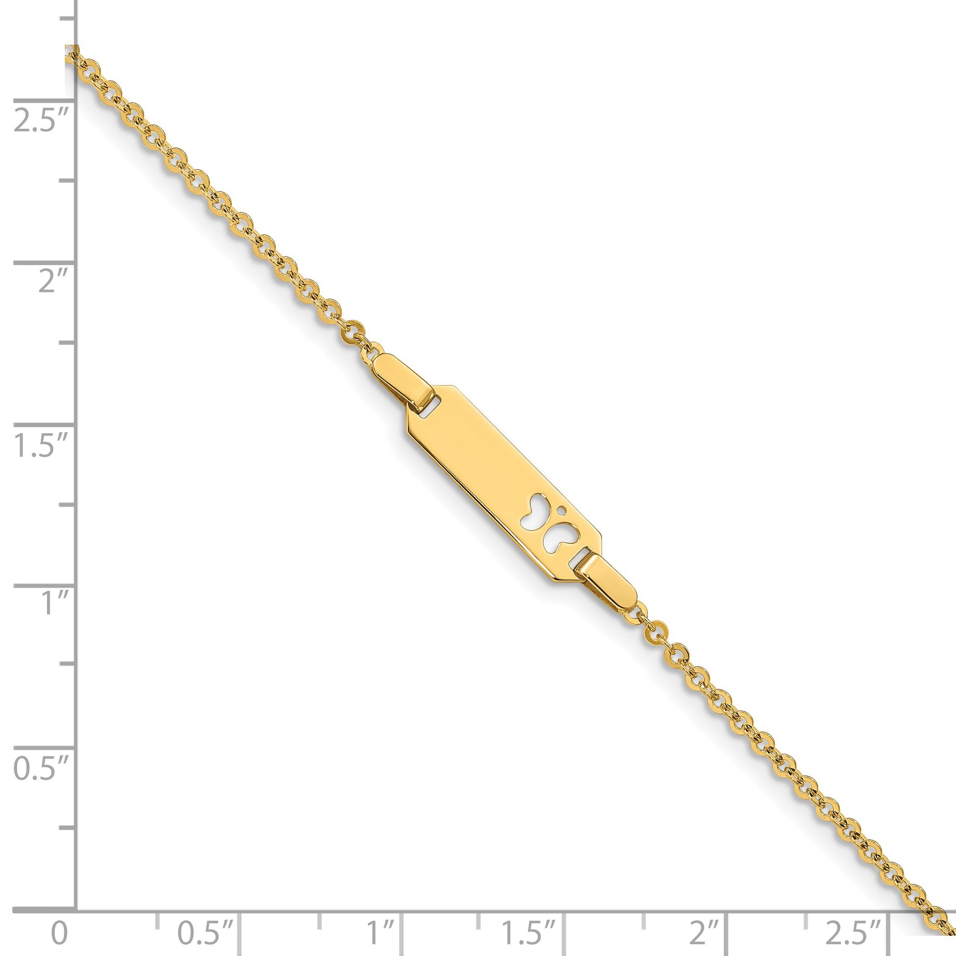 14K Polished Cut-out Butterfly 18x5mm Plate 6 inch Baby/Child ID Bracelet