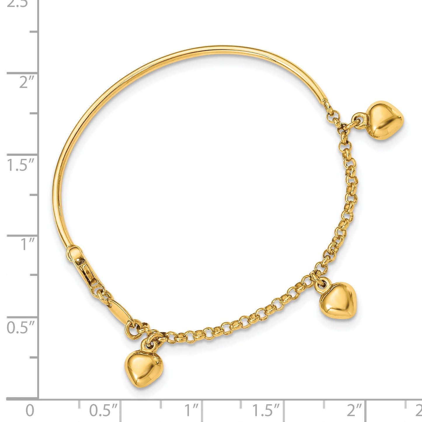 14k Polished Dangle Heart 6 inch Baby Bracelet