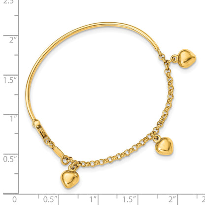 14k Polished Dangle Heart 6 inch Baby Bracelet