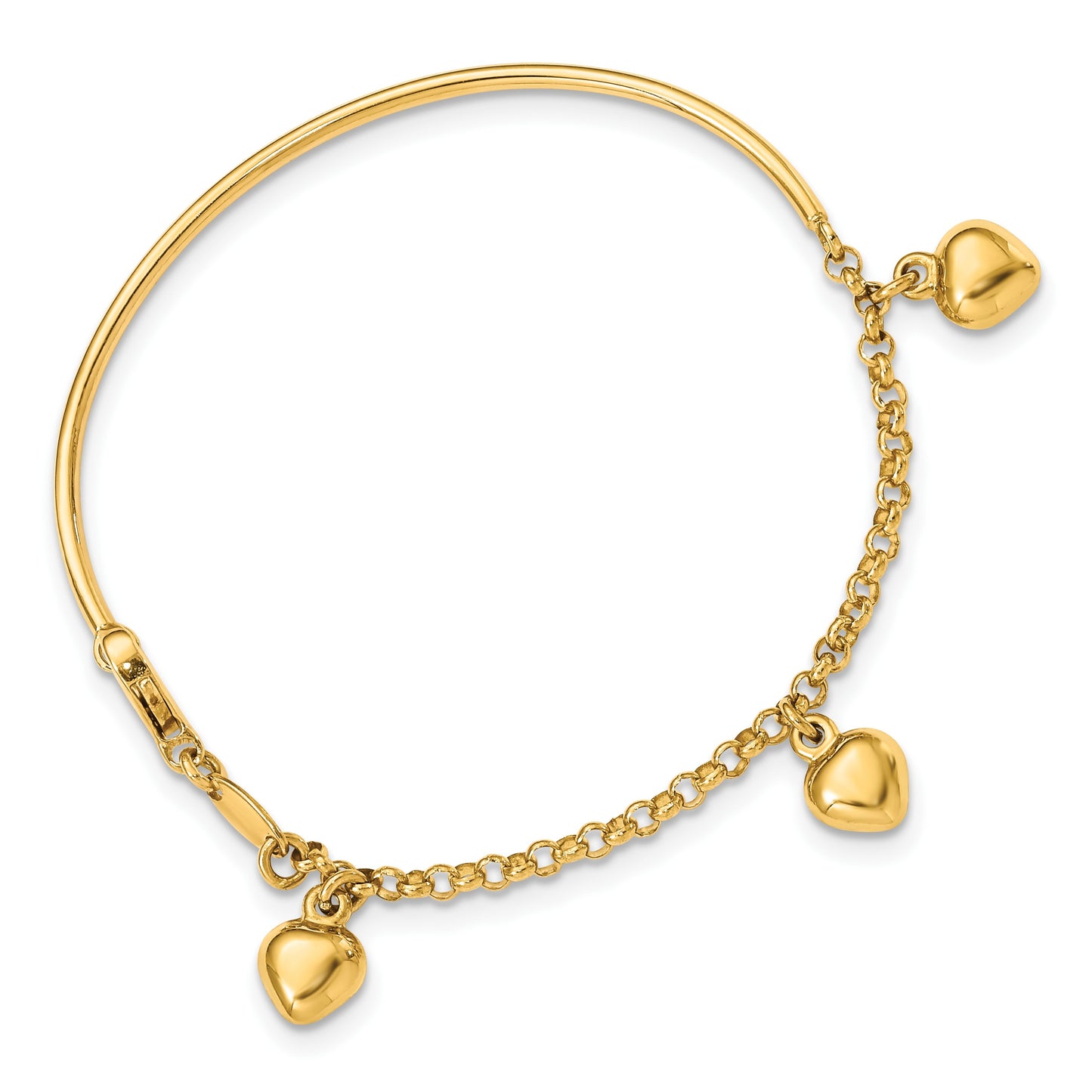14k Polished Dangle Heart 6 inch Baby Bracelet