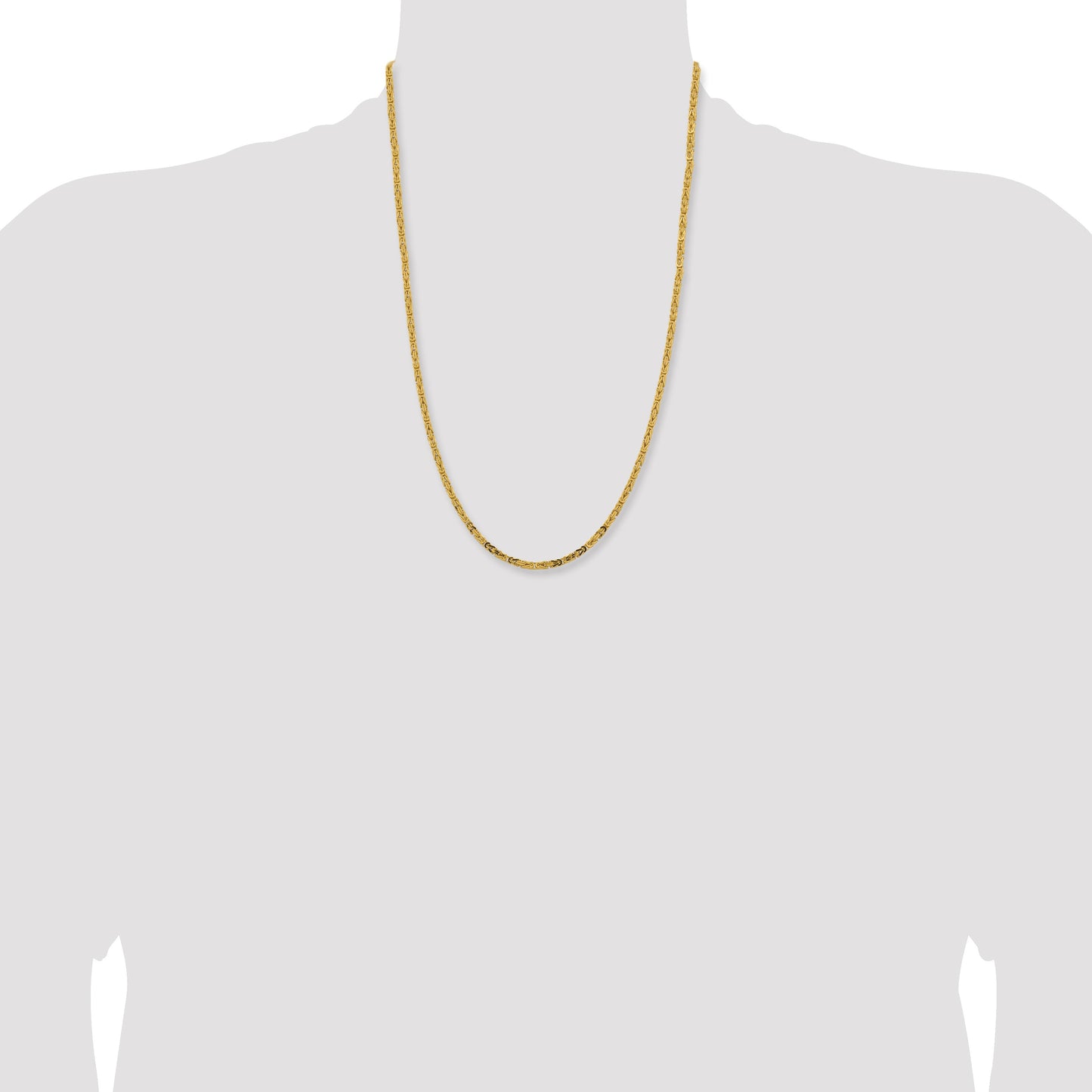 14K 24 inch 2.5mm Byzantine with Lobster Clasp Chain