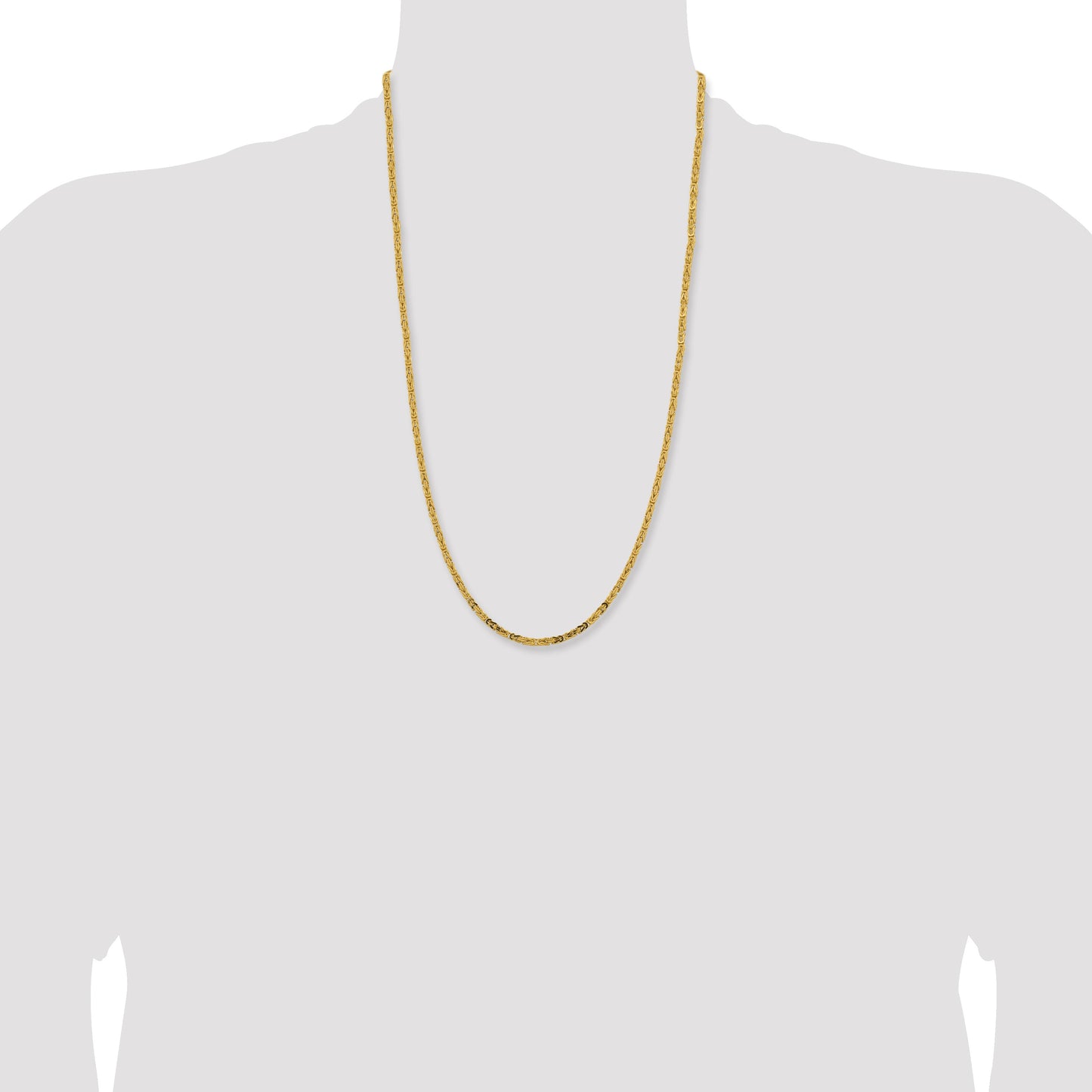 14K 26 inch 2.5mm Byzantine with Lobster Clasp Chain