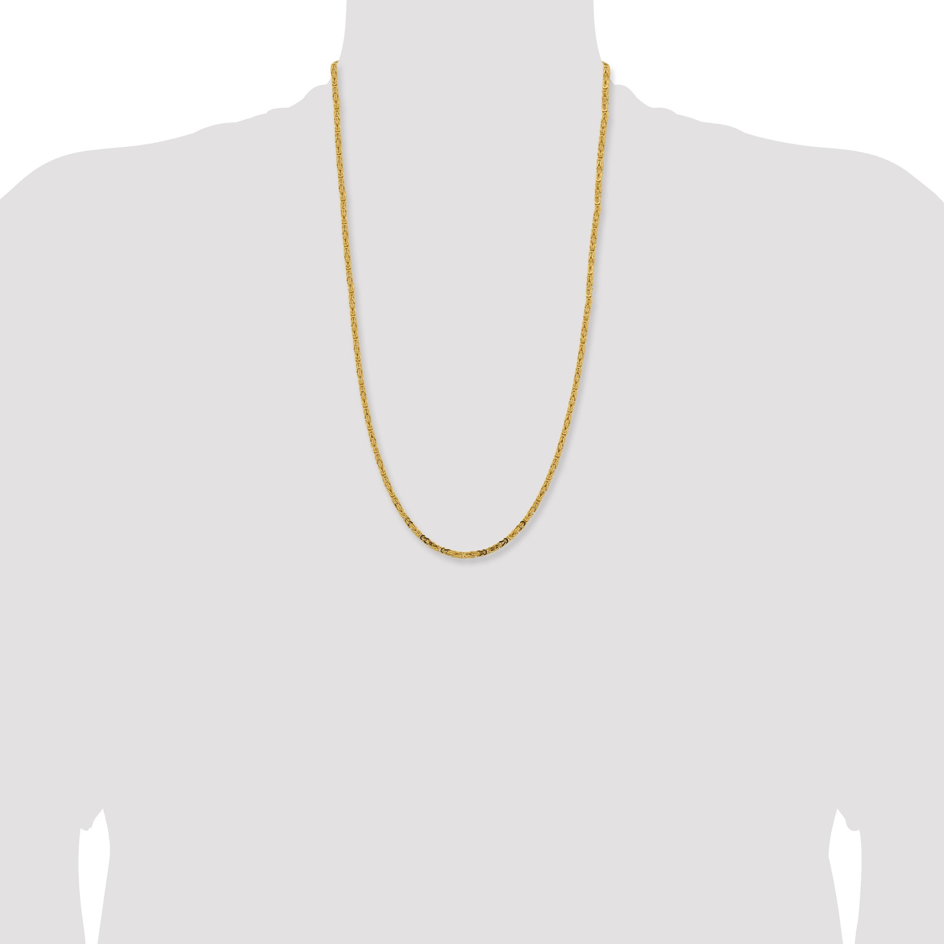 14K 26 inch 2.5mm Byzantine with Lobster Clasp Chain