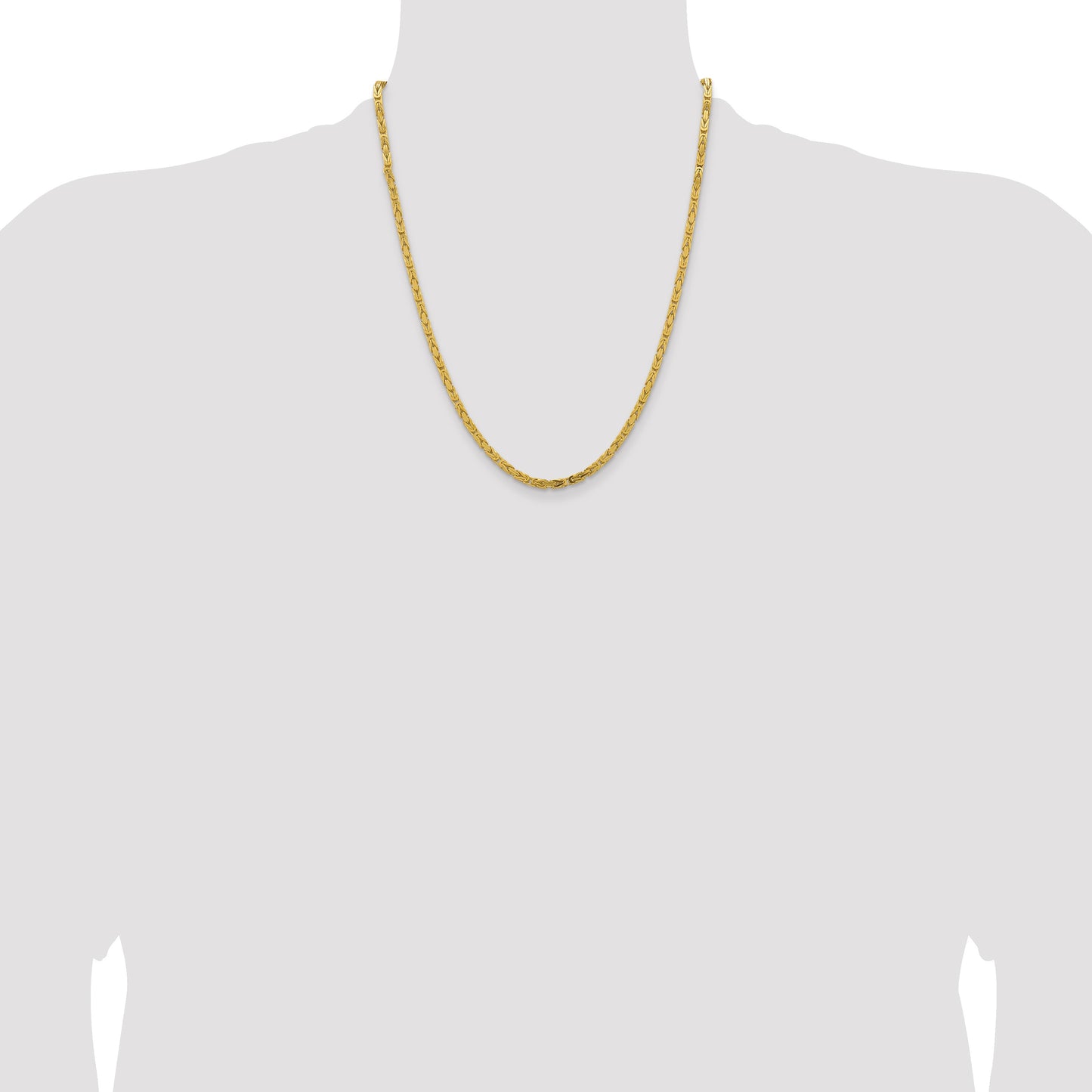 14K 22 inch 3.25mm Byzantine with Lobster Clasp Chain