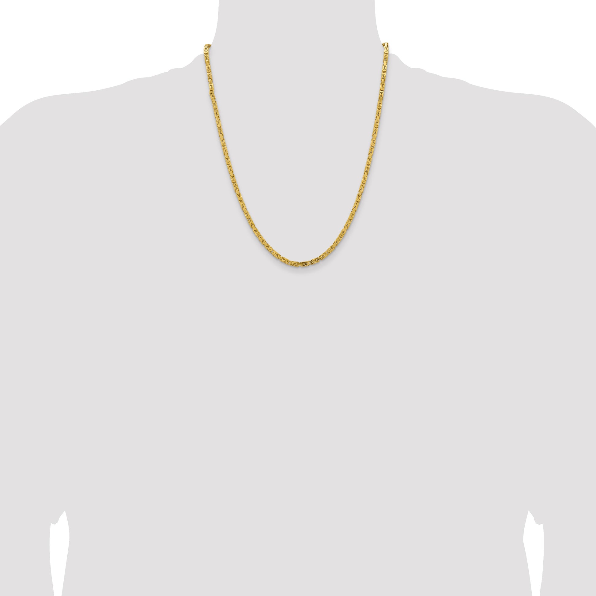 14K 22 inch 3.25mm Byzantine with Lobster Clasp Chain