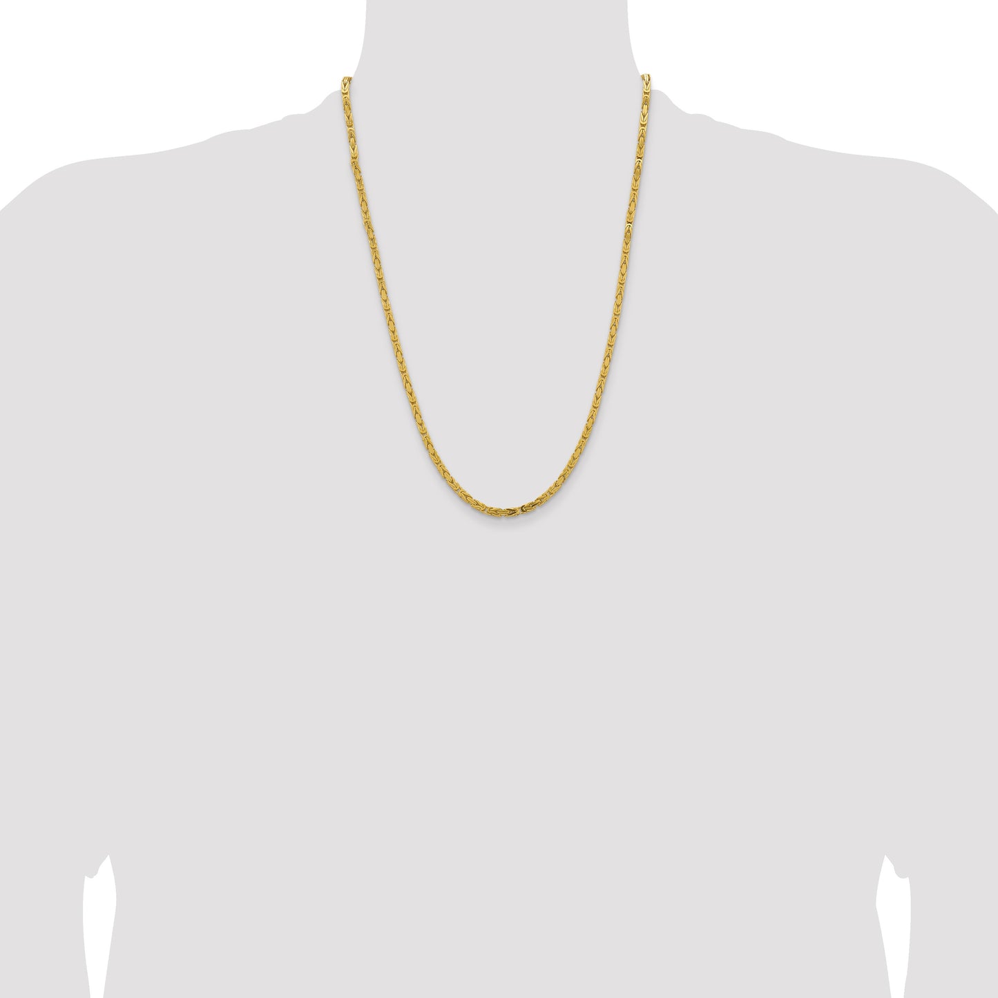14K 24 inch 3.25mm Byzantine with Lobster Clasp Chain