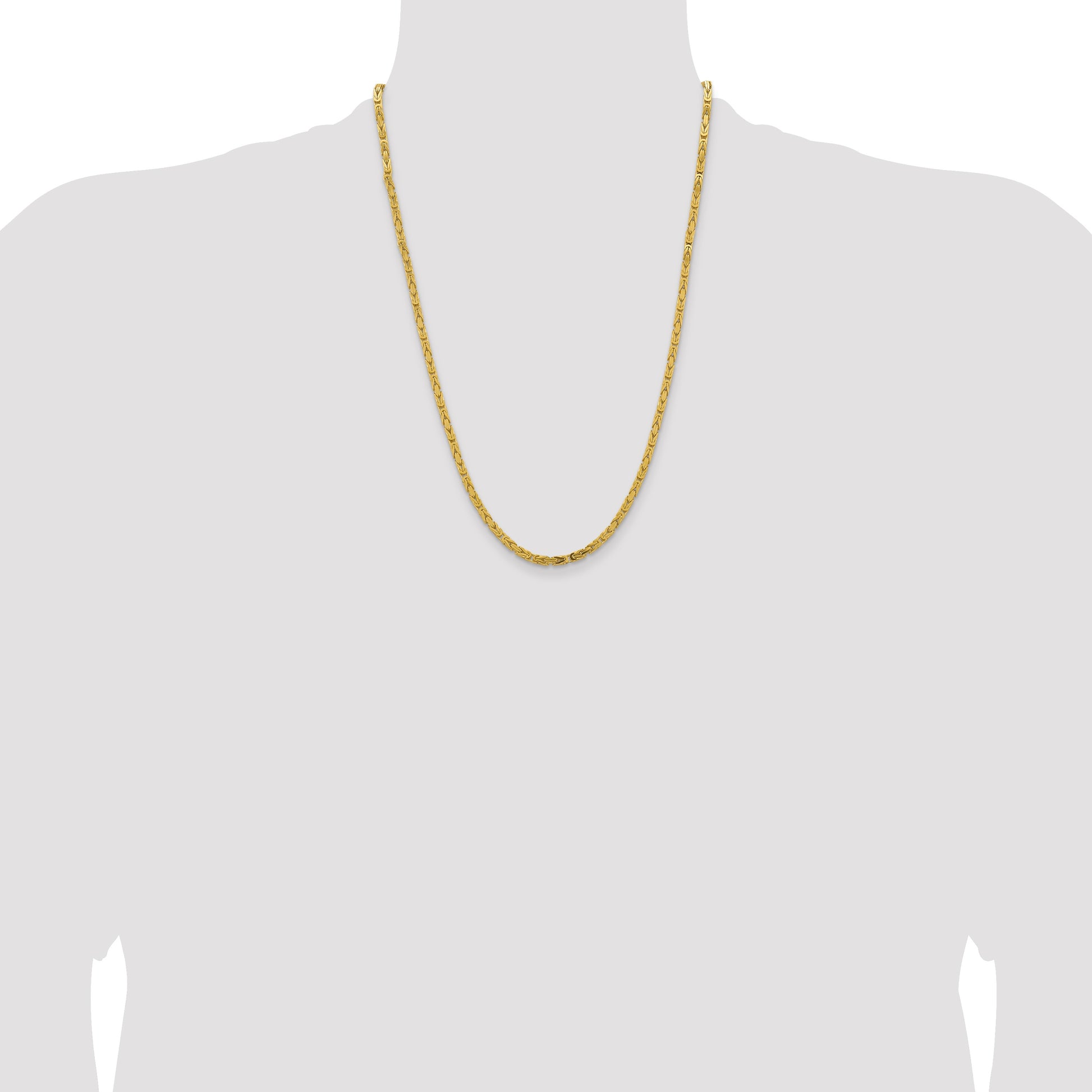 14K 24 inch 3.25mm Byzantine with Lobster Clasp Chain