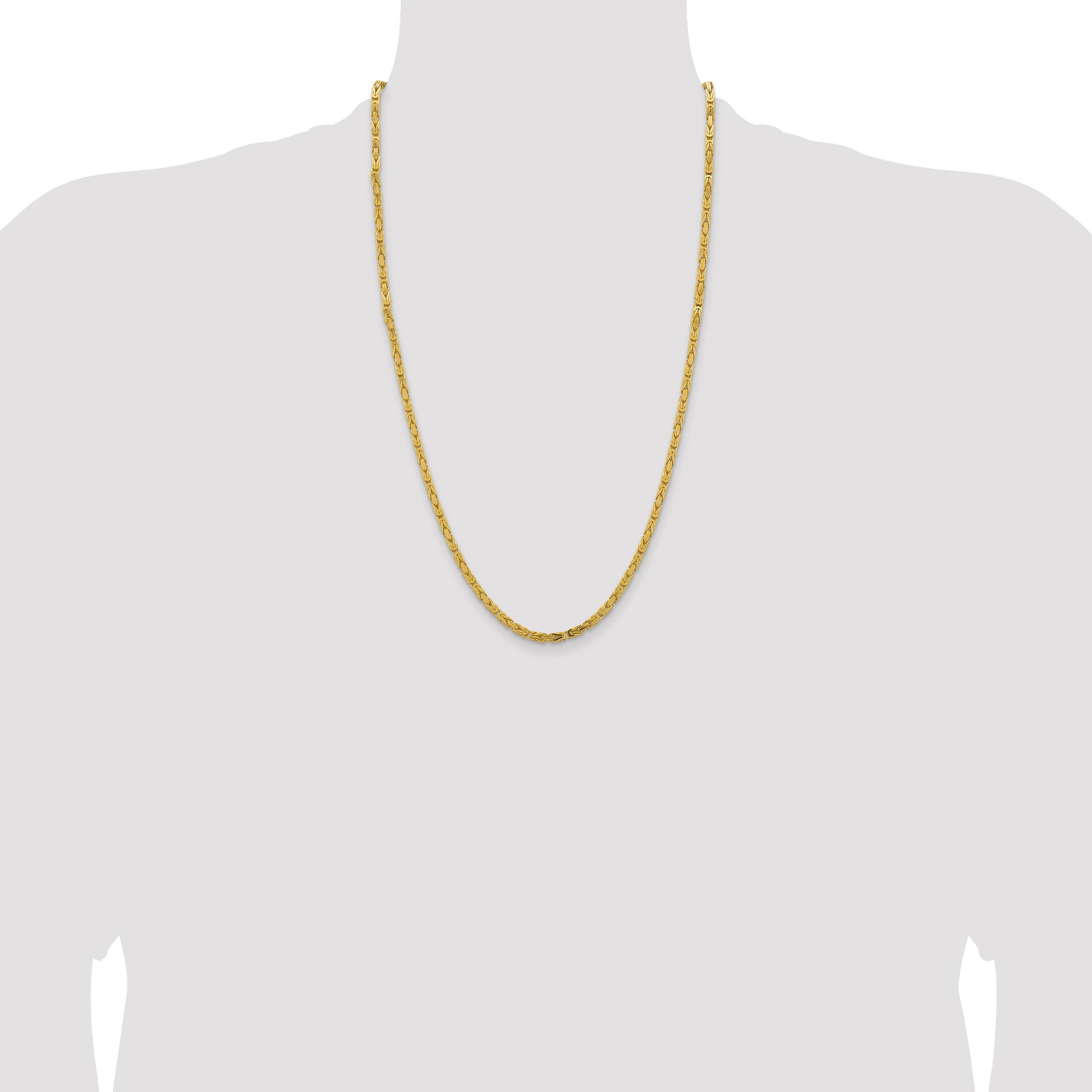 14K 26 inch 3.25mm Byzantine with Lobster Clasp Chain