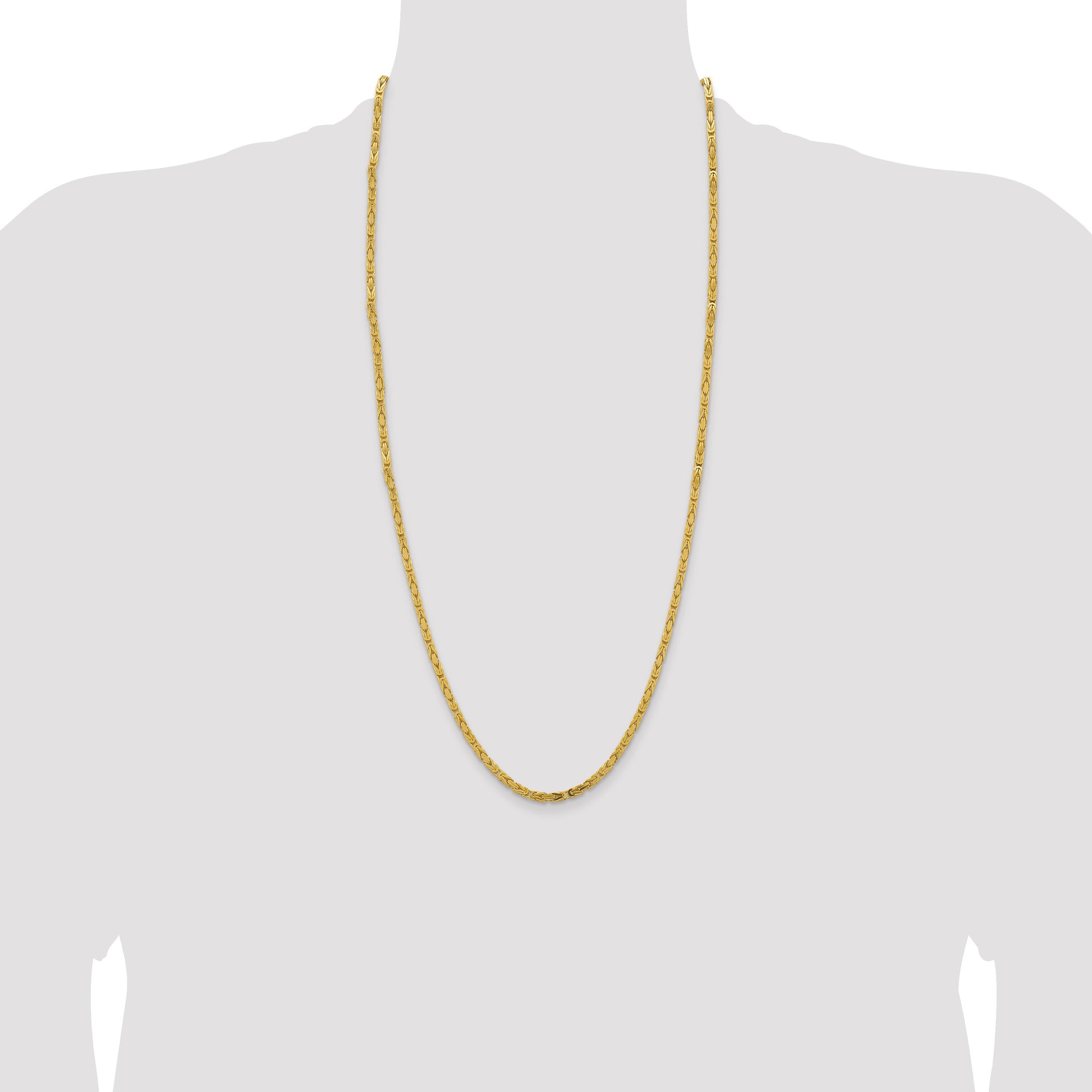 14K 30 inch 3.25mm Byzantine with Lobster Clasp Chain