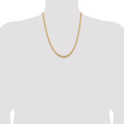 14K 22 inch 4mm Byzantine with Lobster Clasp Chain