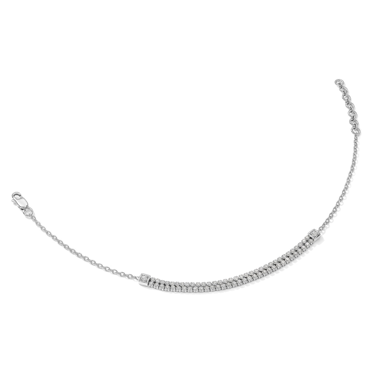 14K White Gold Polished Complete 1.4 carat Diamond Paperclip Link 7 inch Bracelet