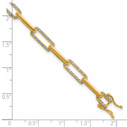 14K Polished Complete 1.4 carat Diamond Paperclip Link 7 inch Bracelet