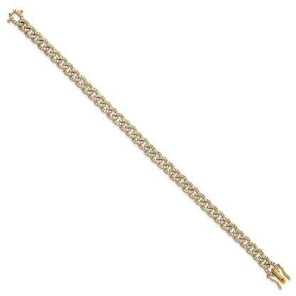 14K Polished Complete 2.6 carat Diamond Fancy Curb Link 7 inch Bracelet