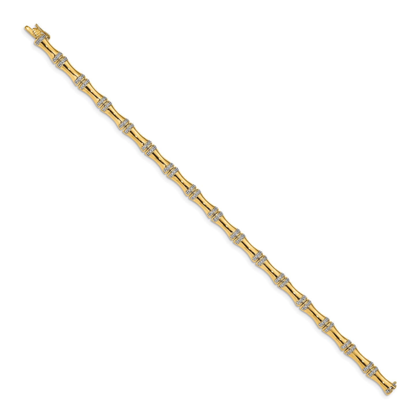 14k Complete 1/2 carat Diamond Bamboo Design 7 inch Bracelet