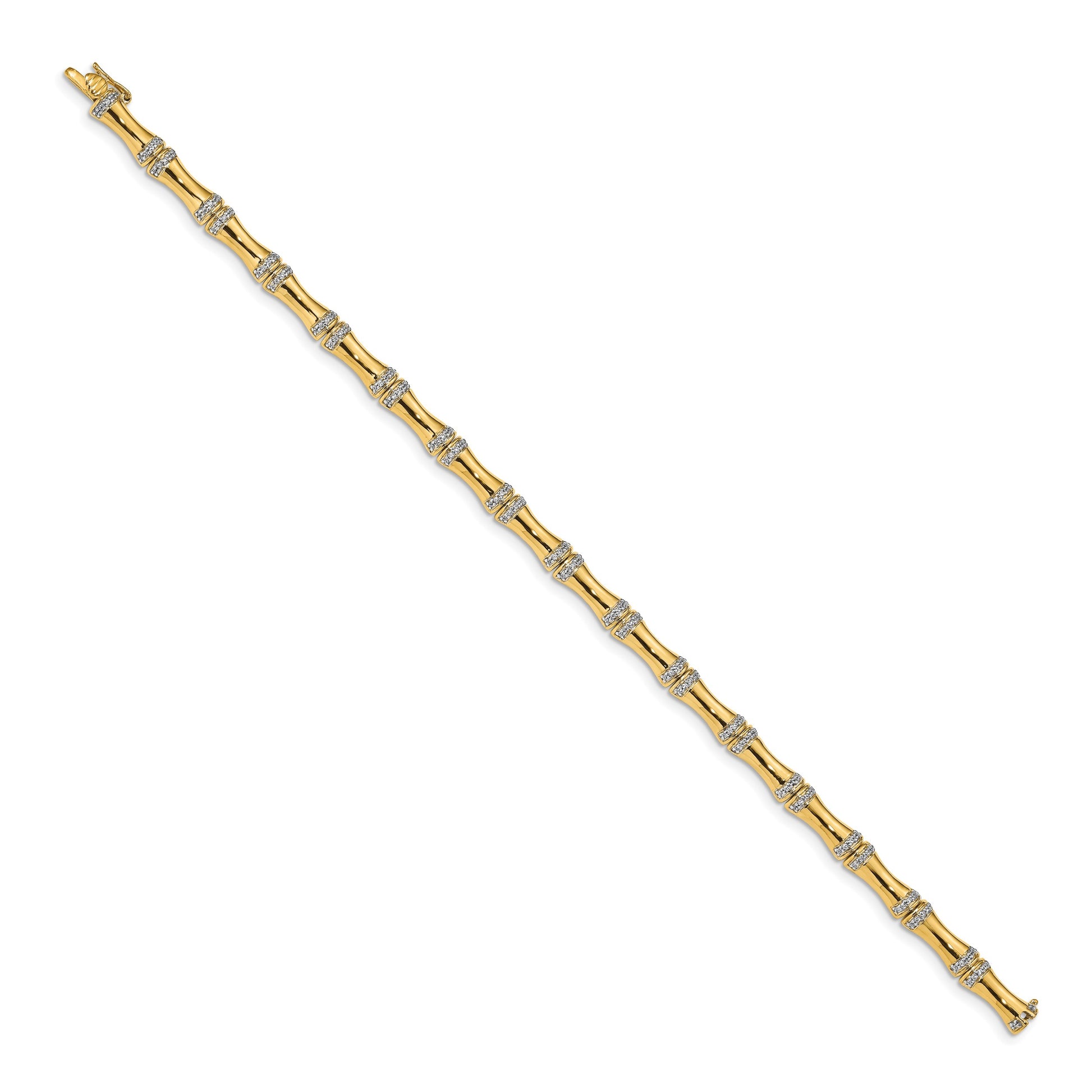 14k Complete 1/2 carat Diamond Bamboo Design 7 inch Bracelet
