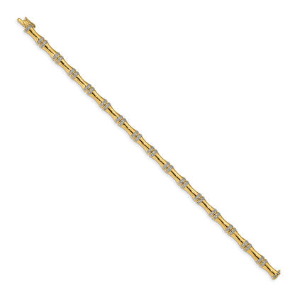 14k Complete 1/2 carat Diamond Bamboo Design 7 inch Bracelet