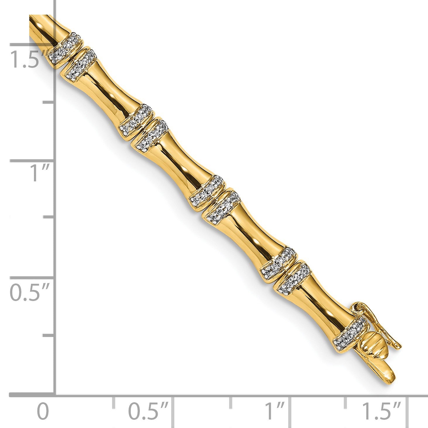 14k Complete 1/2 carat Diamond Bamboo Design 7 inch Bracelet