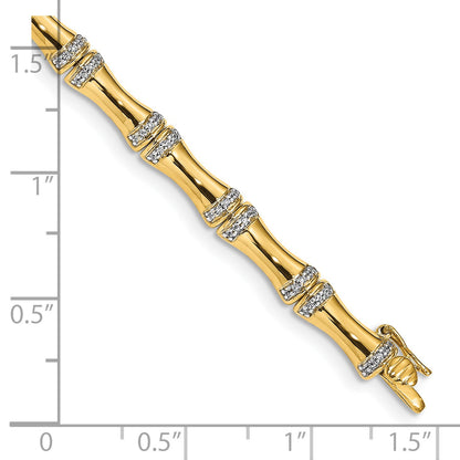 14k Complete 1/2 carat Diamond Bamboo Design 7 inch Bracelet