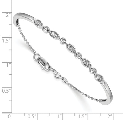 14k White Gold Complete 1/2 carat Diamond Half-Bangle 6.75 inch Bracelet with 0.5 inch Extender
