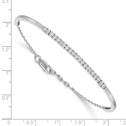 14k White Gold Complete 3/4 carat Diamond Half-Bangle 6.75 inch Bracelet with 0.5 inch Extender