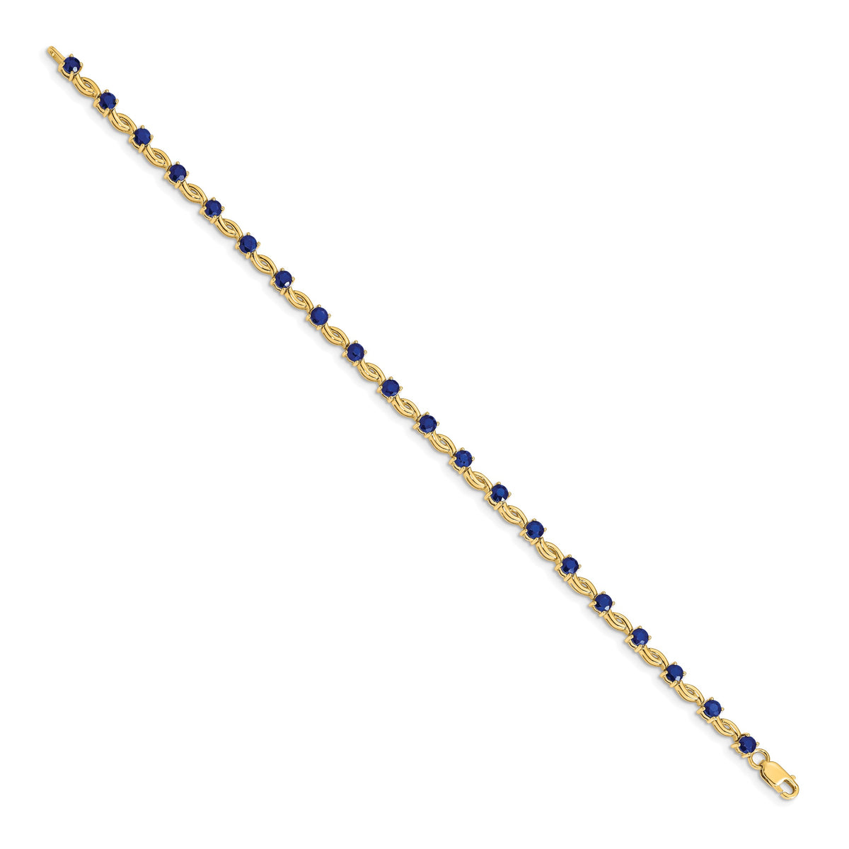 14k Complete Round Sapphire Fancy Link 7 inch Bracelet