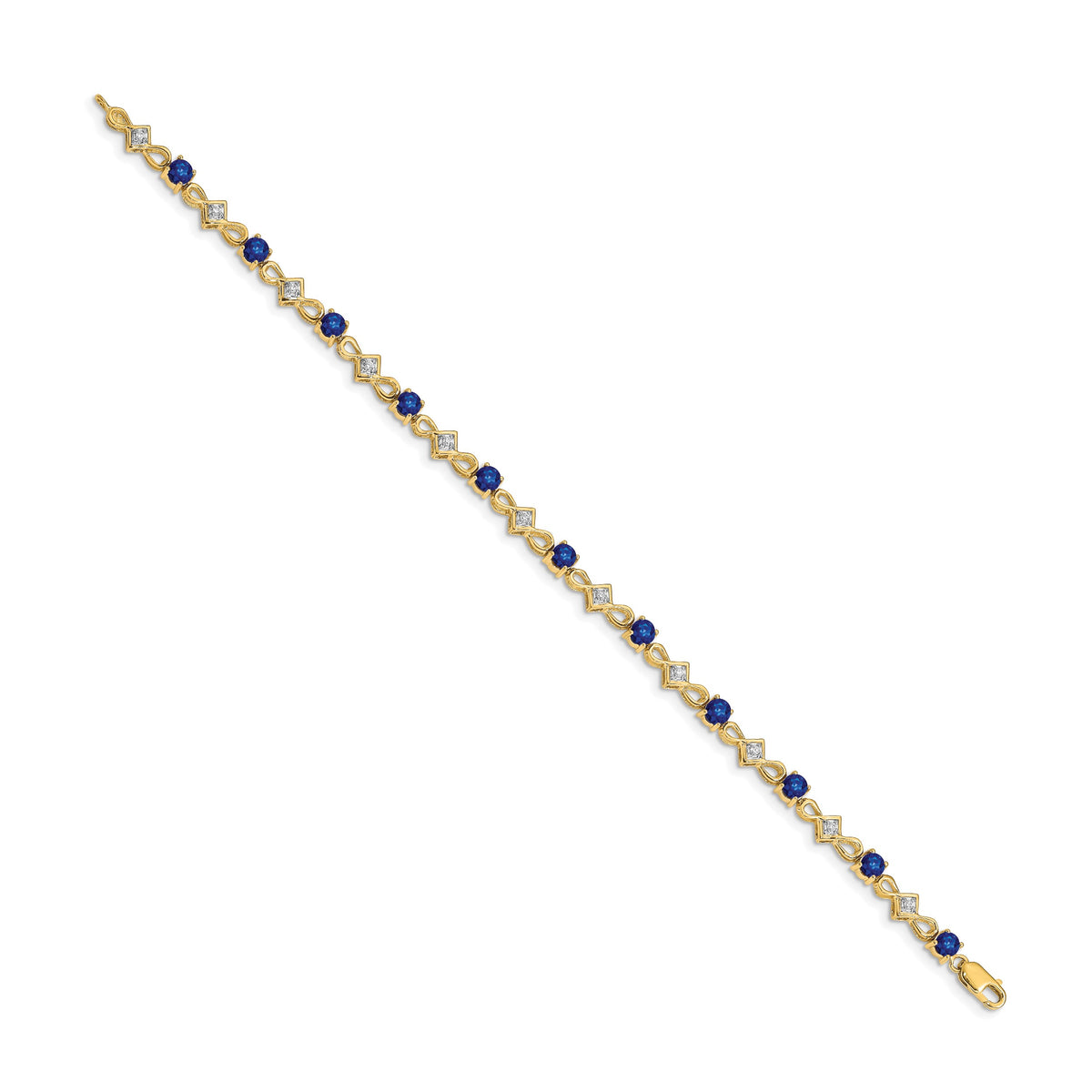 14k Complete Diamond and Round Sapphire 7 inch Bracelet