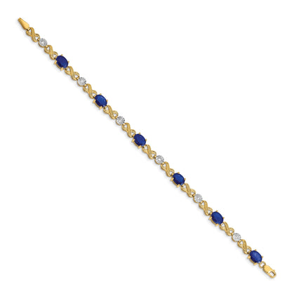 14k Complete Diamond and Oval Sapphire Infinity Link 7.25 inch Bracelet