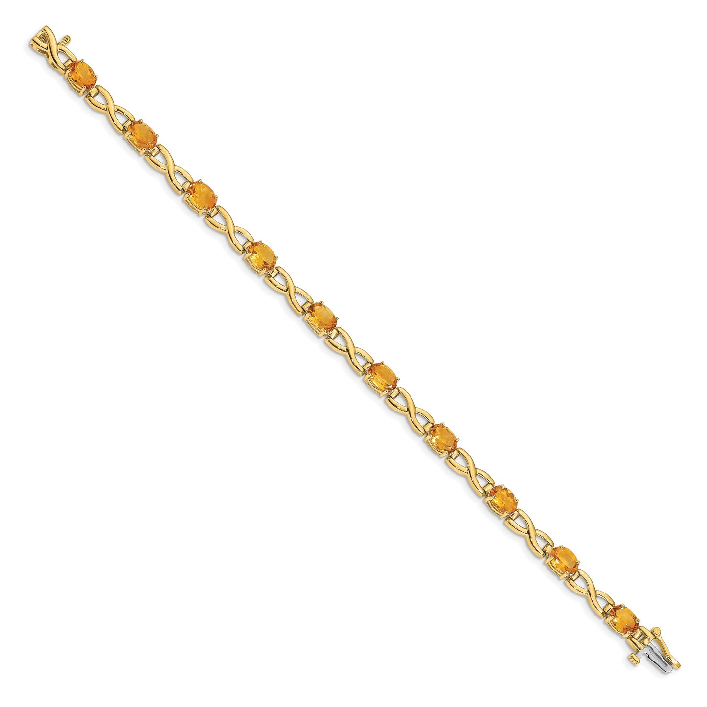 14k Complete 7x5mm Oval Citrine Infinity Link 7 inch Bracelet
