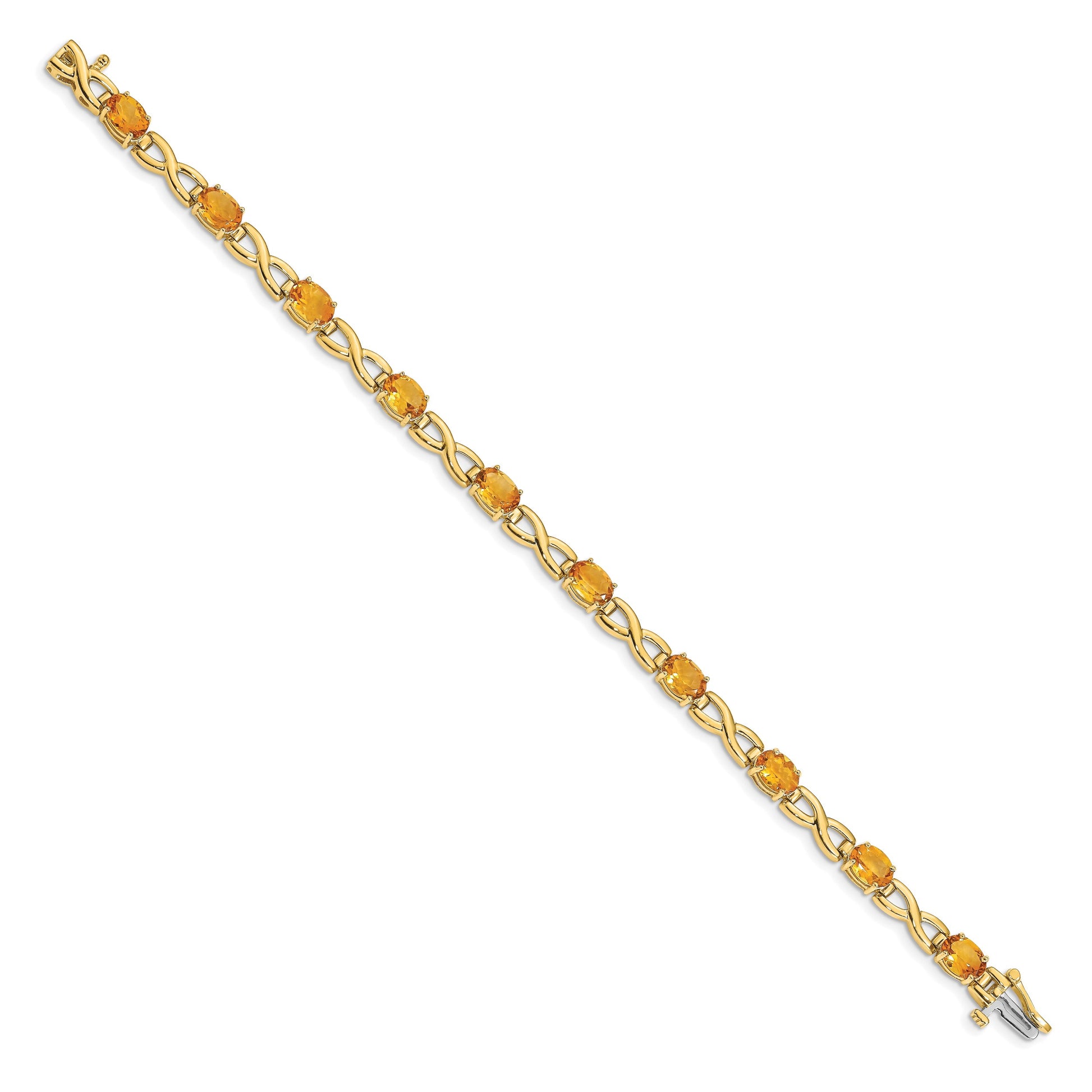 14k Complete 7x5mm Oval Citrine Infinity Link 7 inch Bracelet