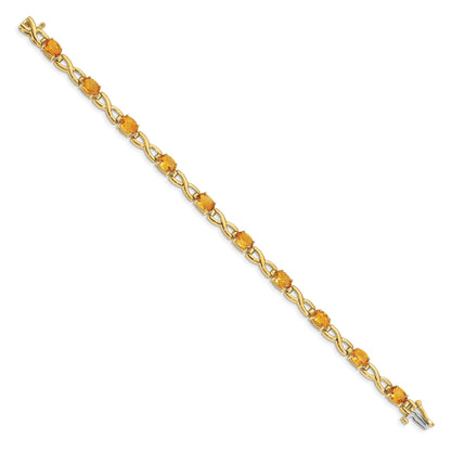 14k Complete 7x5mm Oval Citrine Infinity Link 7 inch Bracelet