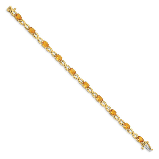 14k Complete 7x5mm Oval Citrine Infinity Link 7 inch Bracelet