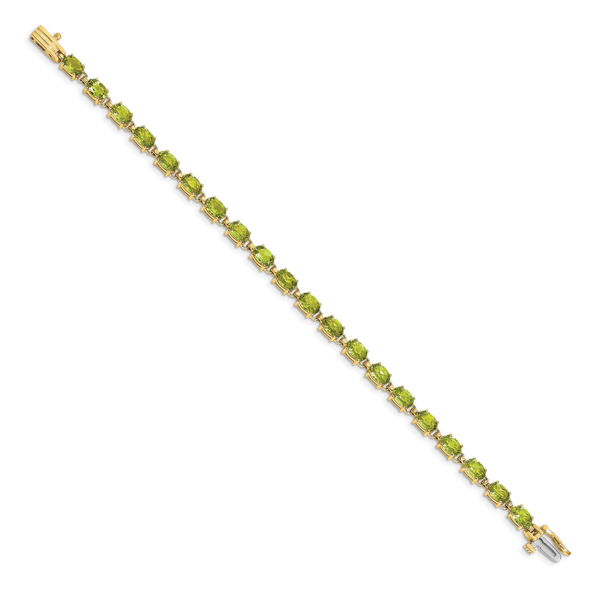 14k Complete 6x4mm Oval Peridot 7 inch Bracelet